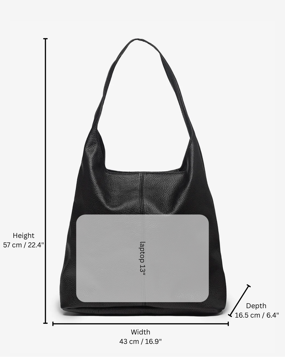 Sienna Black Leather Hobo Bag