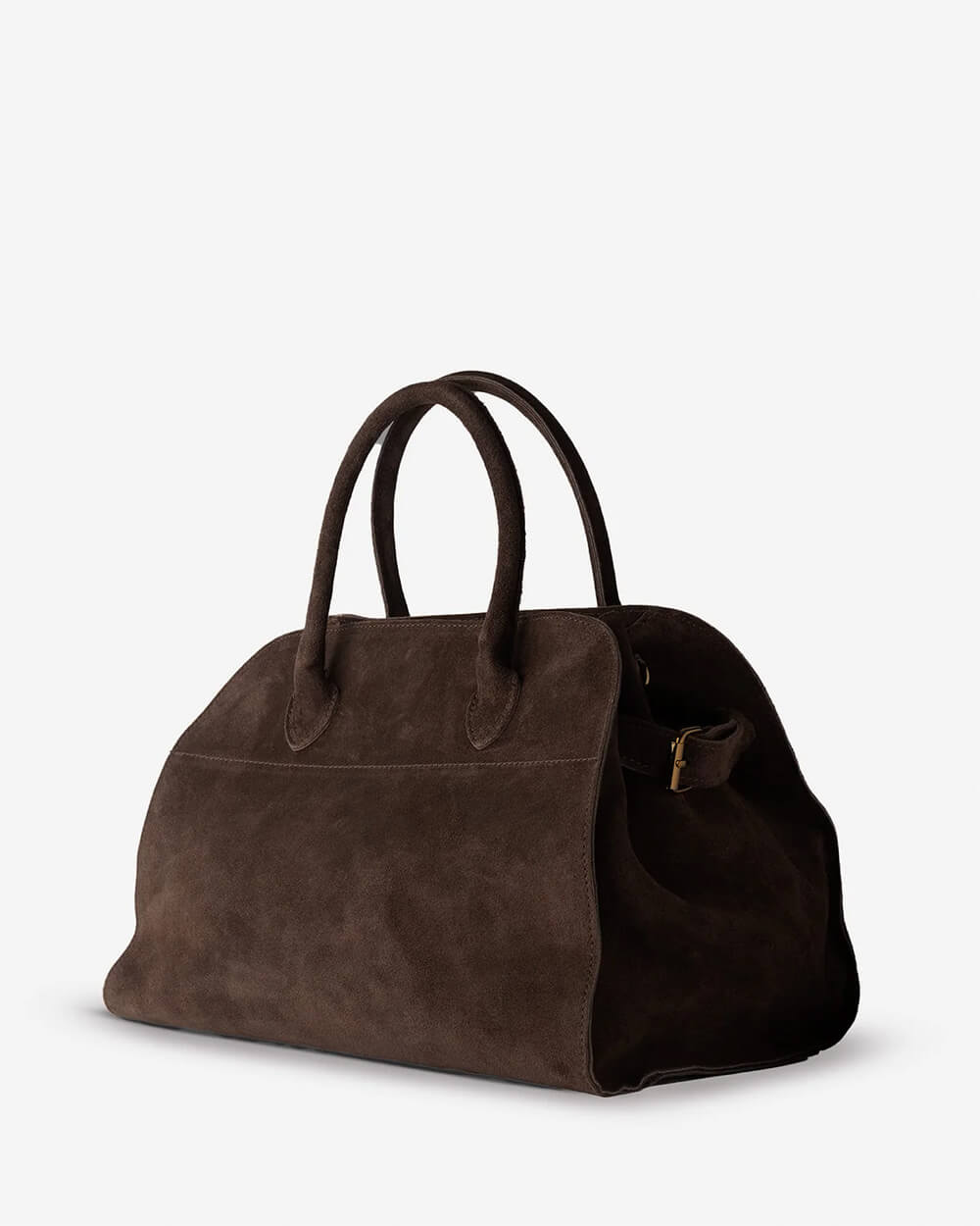 Alessia Suede Buckled Carryall Tobacco Brown
