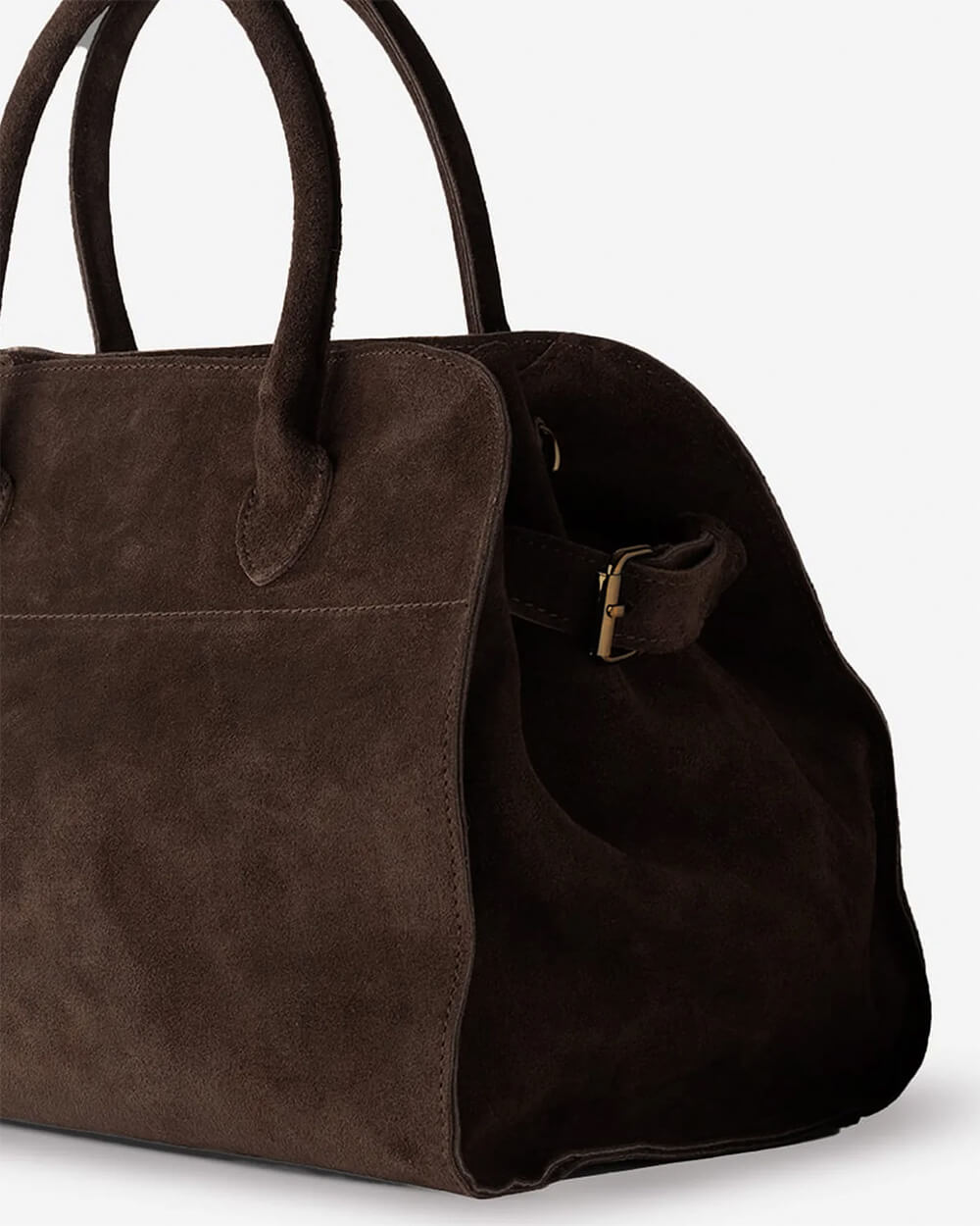 Alessia Suede Buckled Carryall Tobacco Brown
