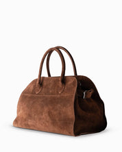Alessia Suede Buckled Carryall Rust Brown