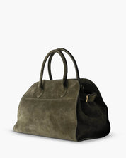 Alessia Suede Buckled Carryall Olive Green