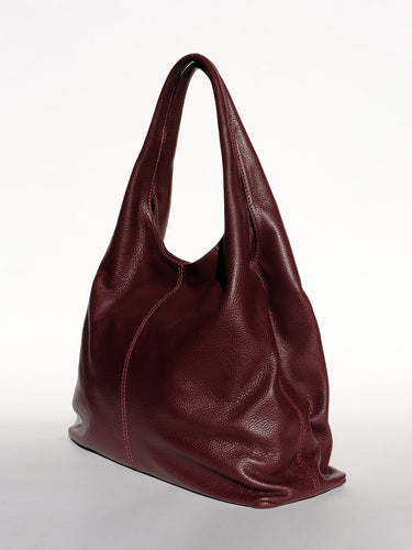 Giulia Leather Shoulder Bag in Burgundy