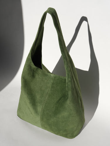 Camilla Suede Tote Bag in Olive Green