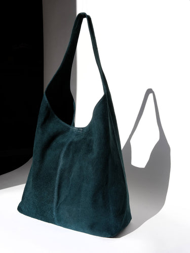 Camilla Suede Tote Bag in Dark Teal