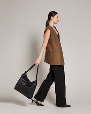 Sofia Black Leather 2-in-1 Convertible Backpack Tote Bag