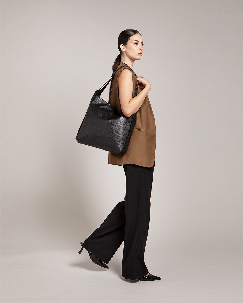 Sofia Black Leather 2-in-1 Convertible Backpack Tote Bag