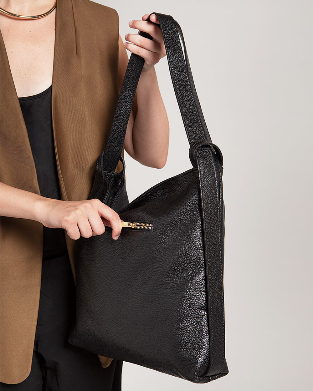 black leather convertible tote backpack OTTAVIA — Italian Leather 2-in-1 Convertible Backpack Tote for Women