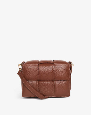 Mia Cognac Brown Woven Leather Bag | Pre-Order