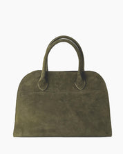 Alessia Suede Buckled Carryall Olive Green
