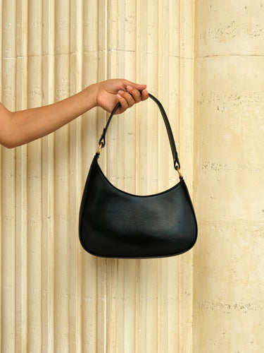 Luna Leather Shoulder Bag in Black