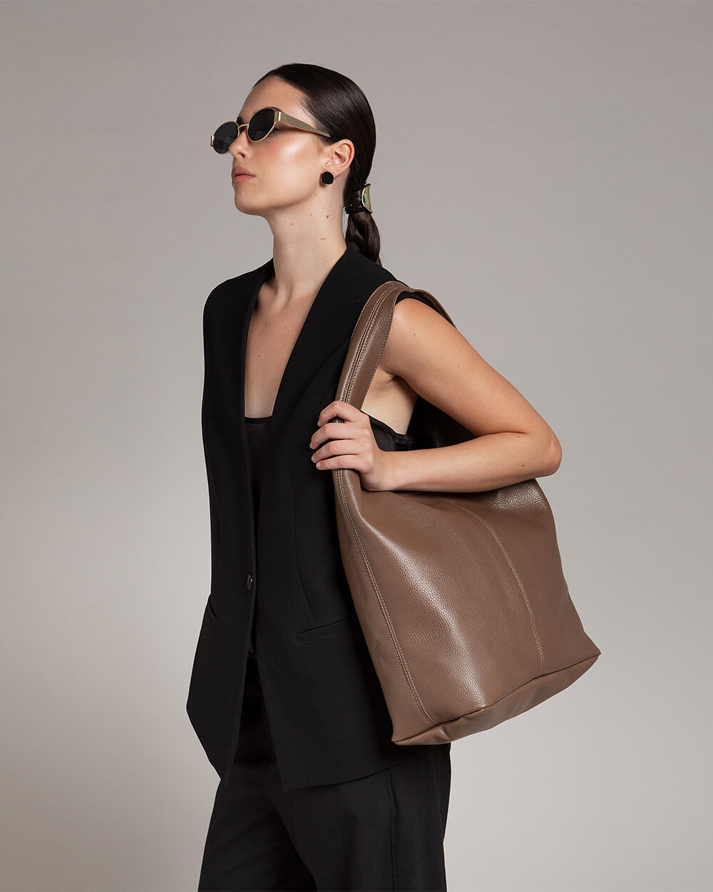 Sienna Chocolate Leather Hobo Bag
