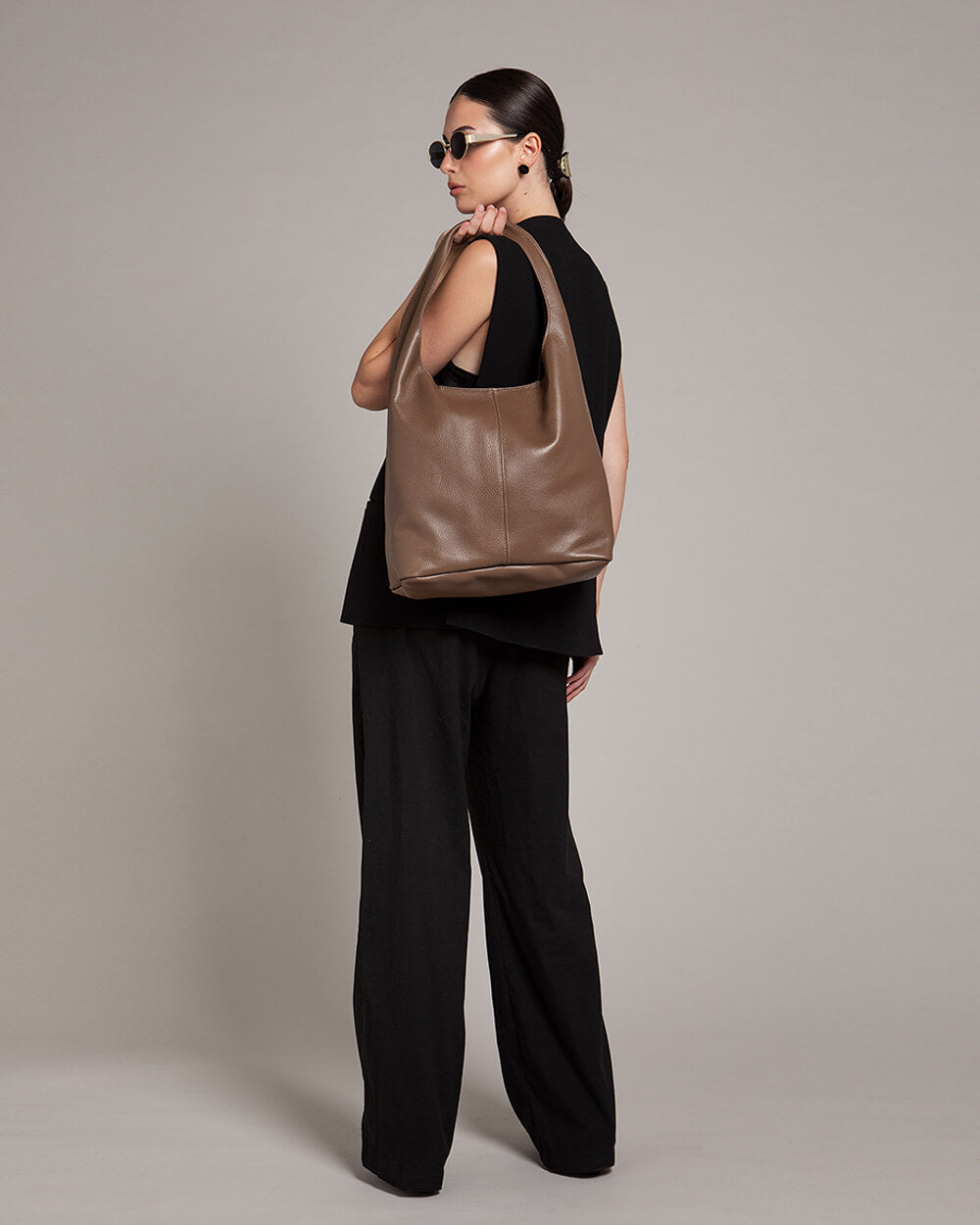 Sienna Chocolate Leather Hobo Bag