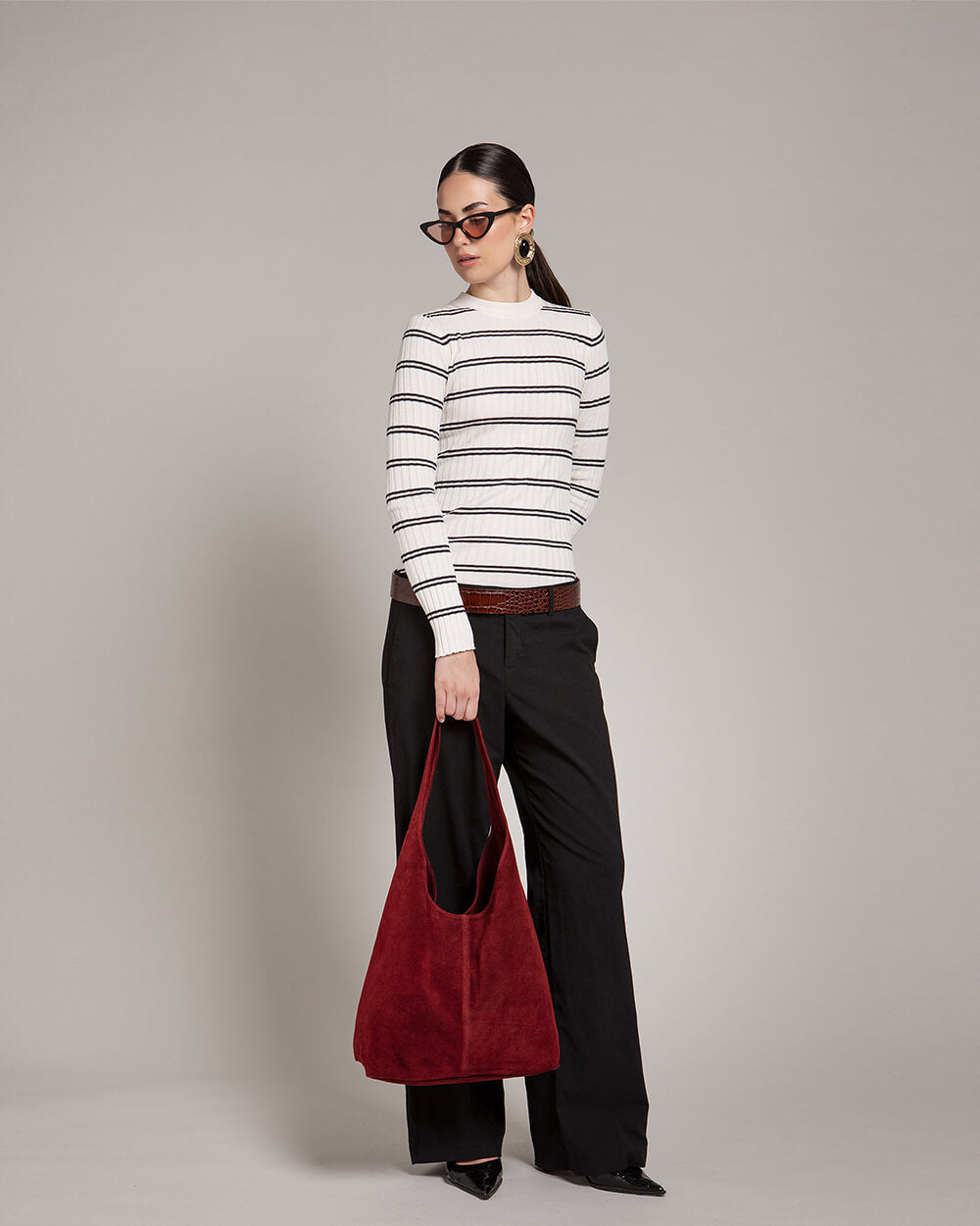 Camilla Suede Tote Bag in Burgundy