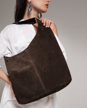 Camilla Suede Tote Bag in Tobacco Brown