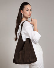 Camilla Suede Tote Bag in Tobacco Brown