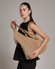 Camilla Suede Tote Bag in Sand