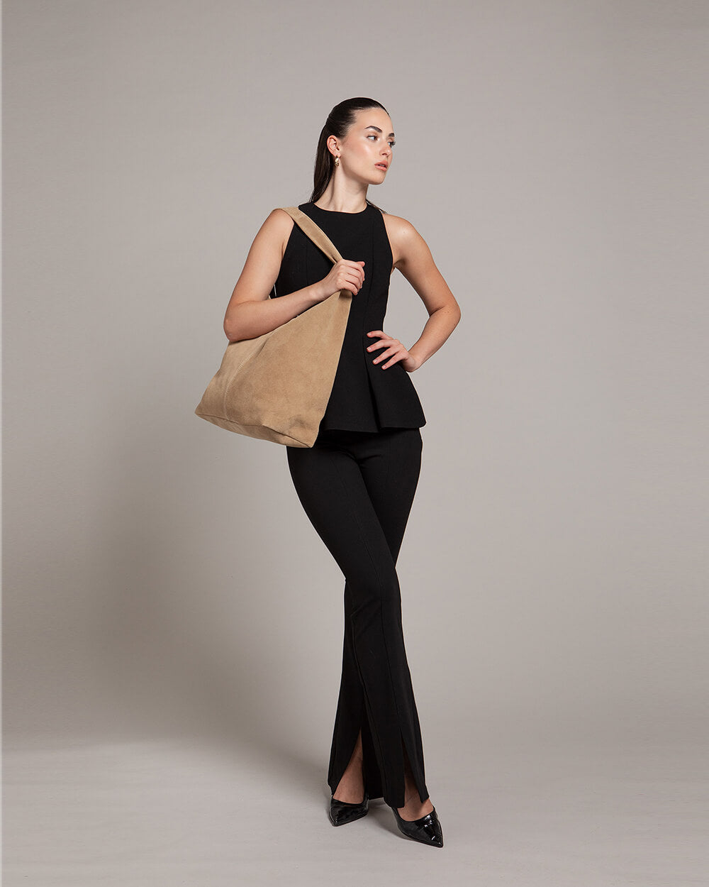 Camilla Suede Tote Bag in Sand