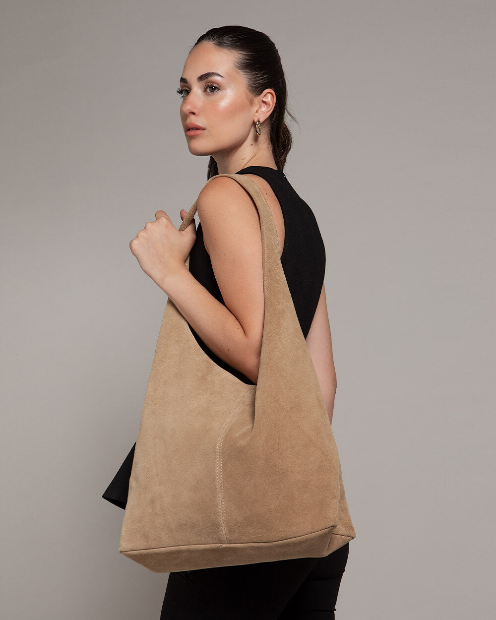 Camilla Suede Tote Bag in Sand