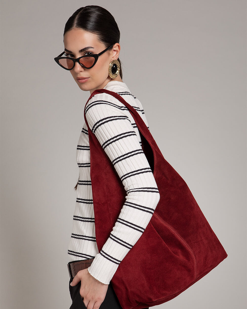 Camilla Suede Tote Bag in Burgundy