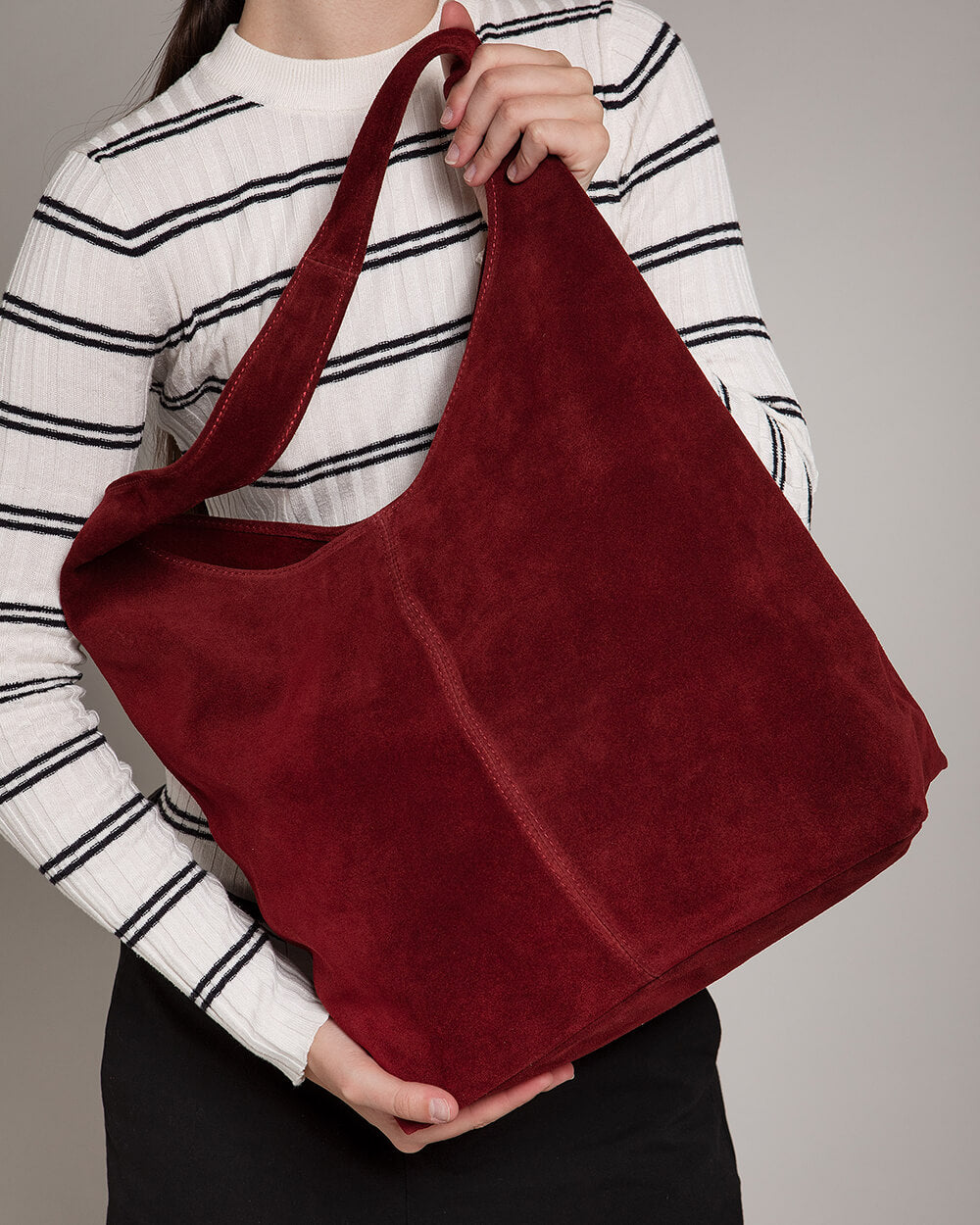 Camilla Suede Tote Bag in Burgundy