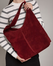 Camilla Suede Tote Bag in Burgundy