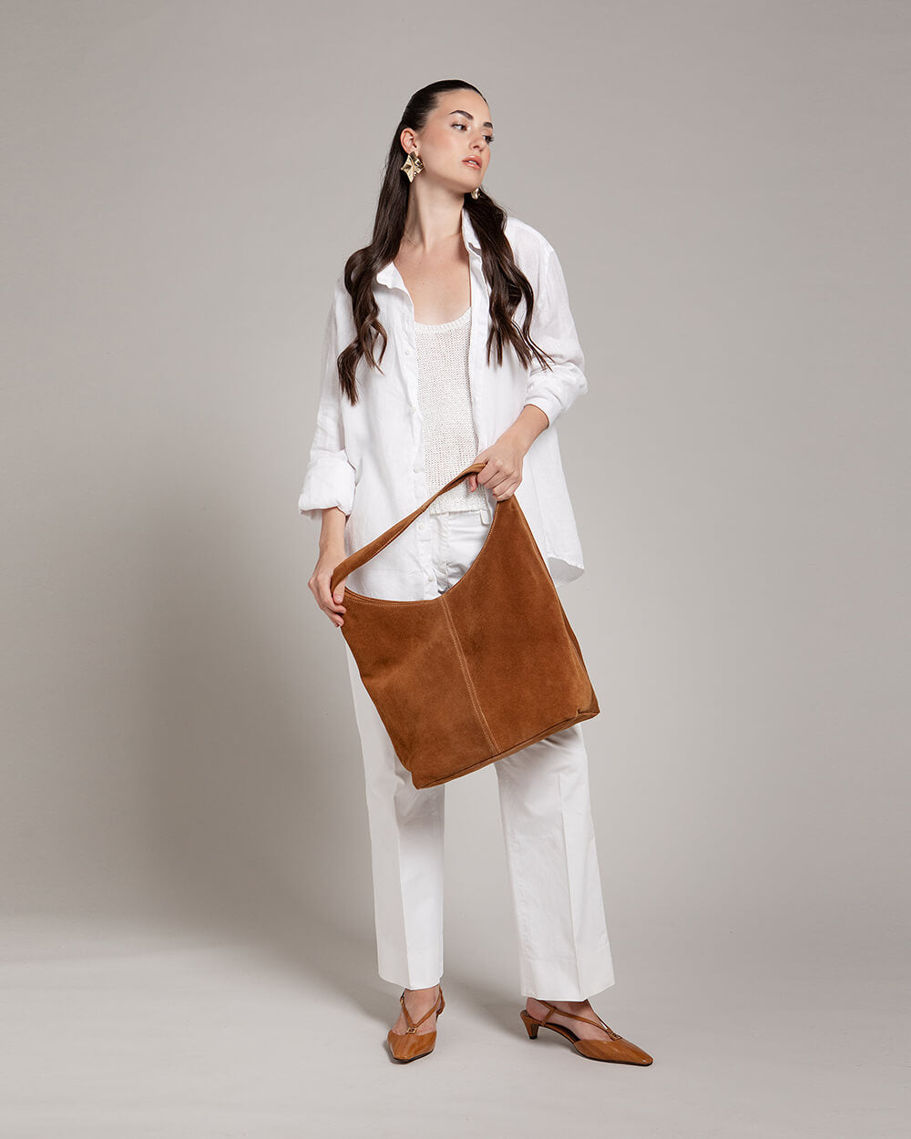 Camilla Suede Tote Bag in Caramel