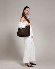 Camilla Suede Tote Bag in Tobacco Brown