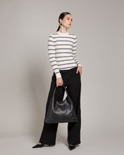 Giulia Leather Shoulder Bag in Black