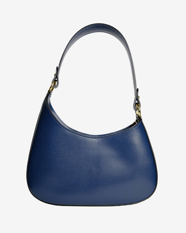 Luna Leather Shoulder Bag in Navy Blue