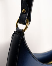 Luna Leather Shoulder Bag in Navy Blue