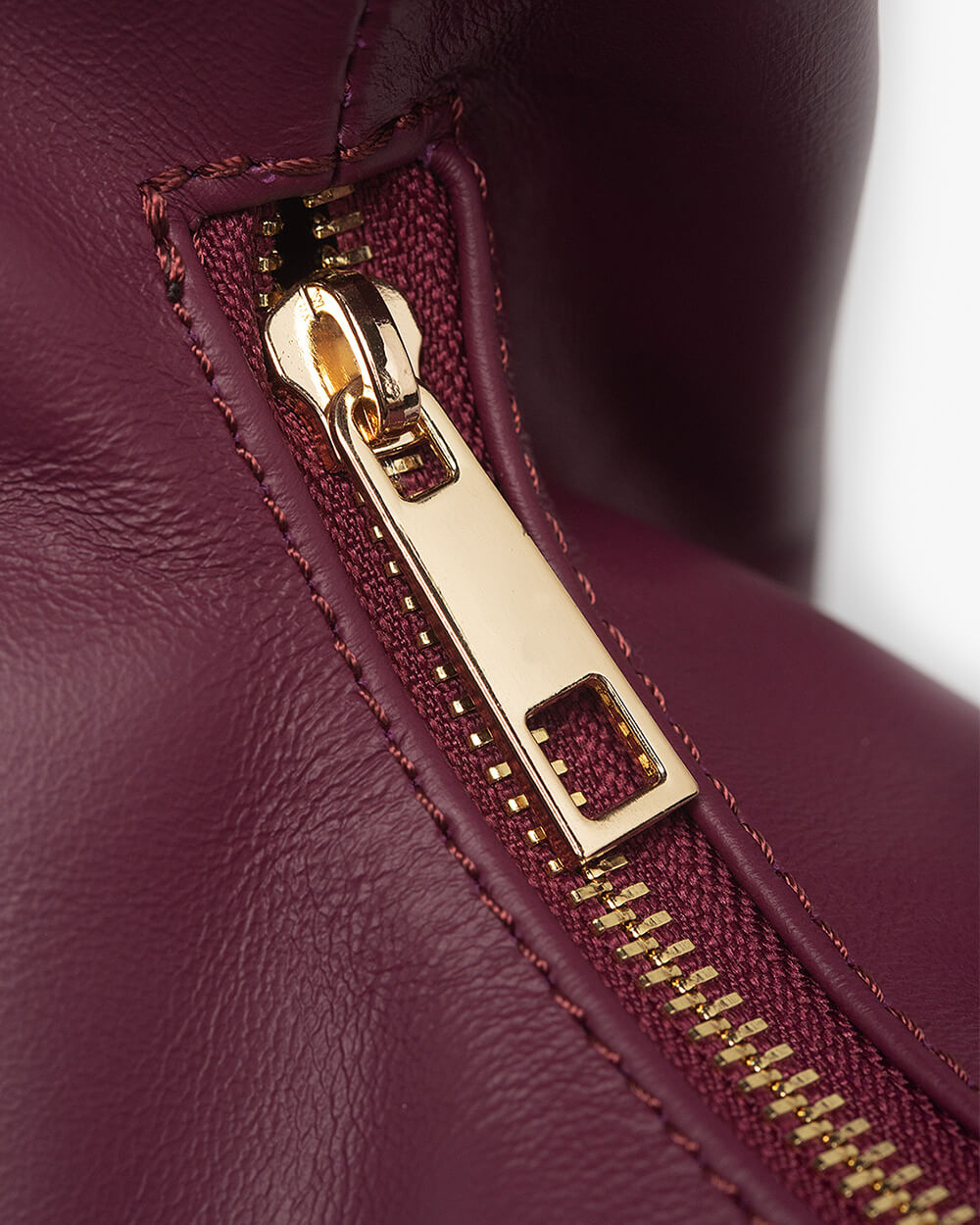 Vittoria Leather Crescent Knot Bag in Damson Plum