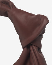 Vittoria Leather Crescent Knot Bag in Mocha Brown