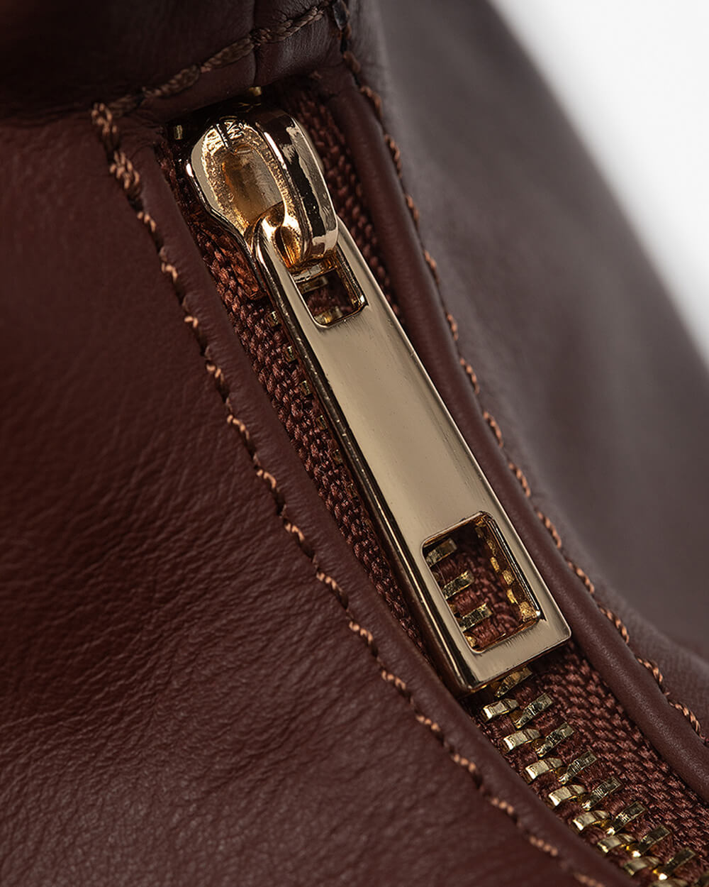 Vittoria Leather Crescent Knot Bag in Mocha Brown