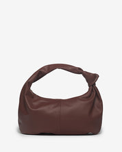 Vittoria Leather Crescent Knot Bag in Mocha Brown