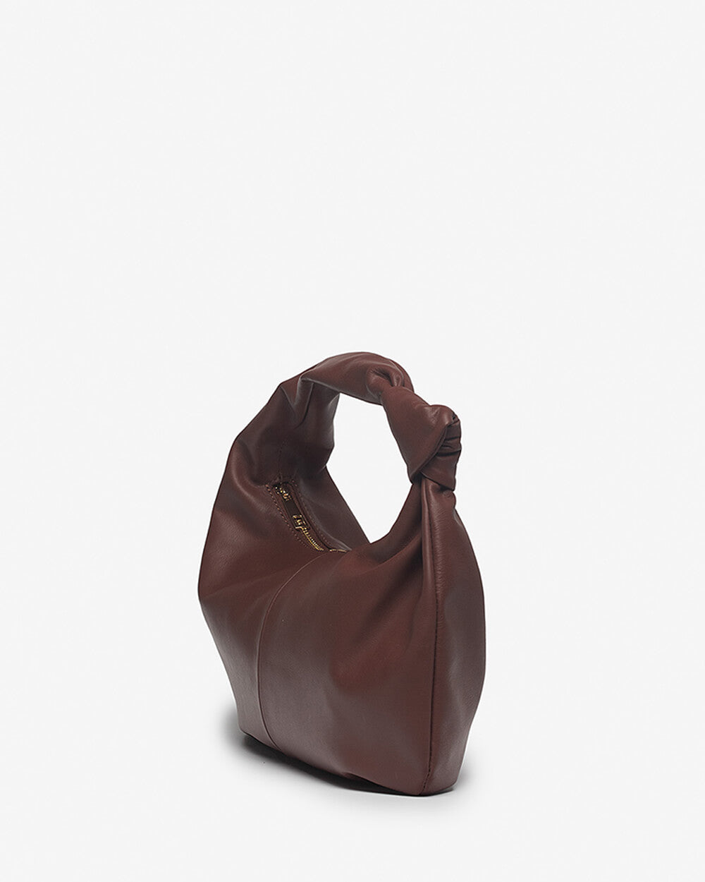 Vittoria Leather Crescent Knot Bag in Mocha Brown