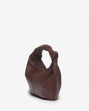 Vittoria Leather Crescent Knot Bag in Mocha Brown