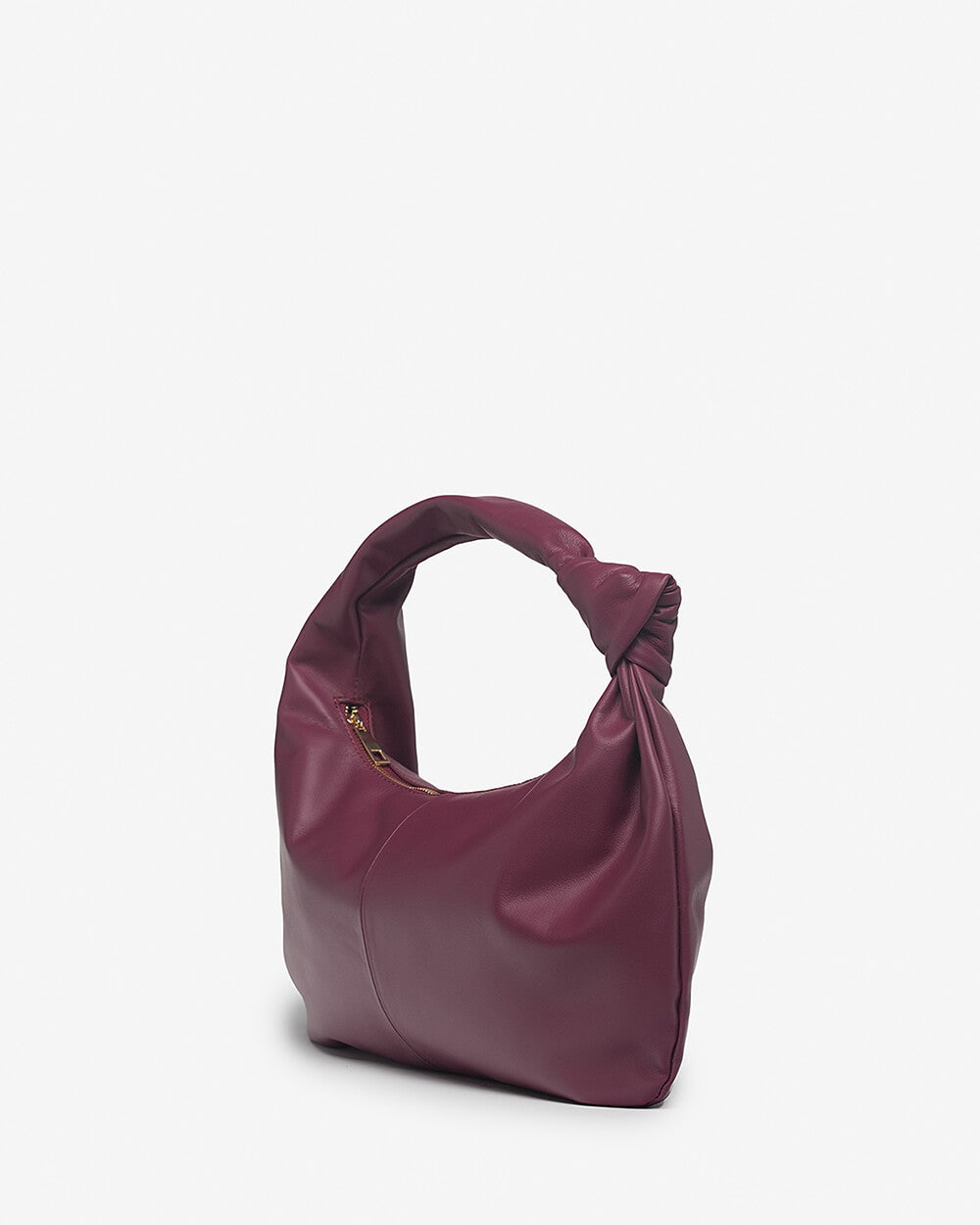 Vittoria Leather Crescent Knot Bag in Damson Plum
