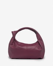 Vittoria Leather Crescent Knot Bag in Damson Plum