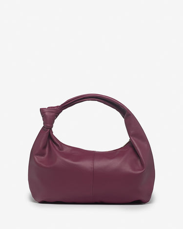 Vittoria Leather Crescent Knot Bag in Damson Plum