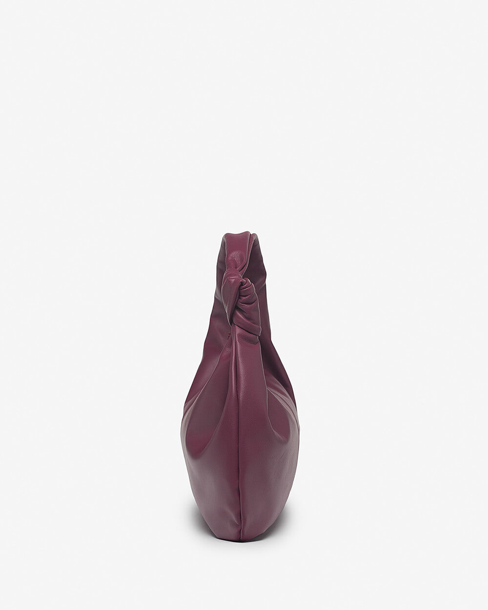Vittoria Leather Crescent Knot Bag in Damson Plum