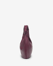 Vittoria Leather Crescent Knot Bag in Damson Plum