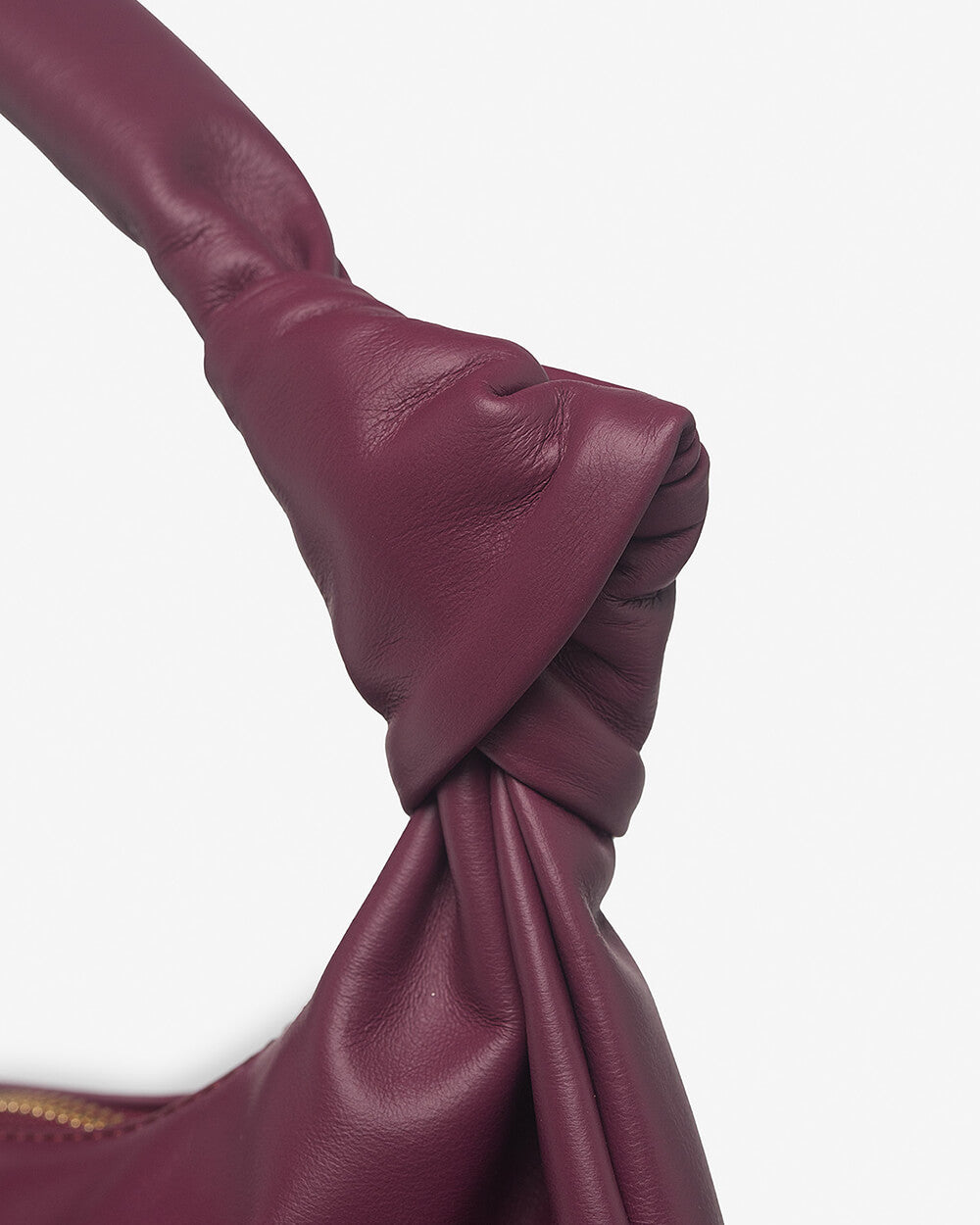 Vittoria Leather Crescent Knot Bag in Damson Plum