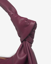 Vittoria Leather Crescent Knot Bag in Damson Plum