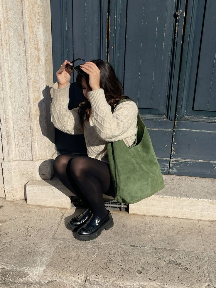Camilla Suede Tote Bag in Olive Green