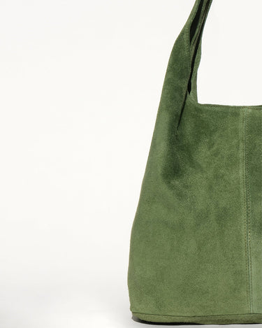 Camilla Suede Tote Bag in Olive Green - OTTAVIA