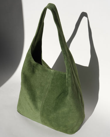 Camilla Suede Tote Bag in Olive Green - OTTAVIA