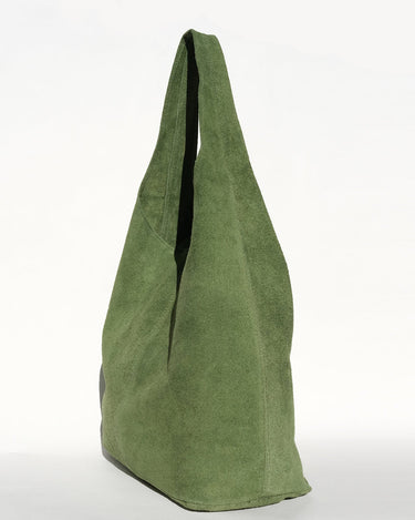 Camilla Suede Tote Bag in Olive Green - OTTAVIA