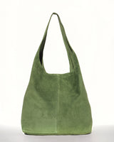 Camilla Suede Tote Bag in Olive Green - OTTAVIA