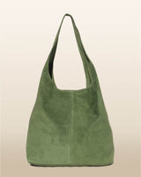 Camilla Suede Tote Bag in Olive Green - OTTAVIA