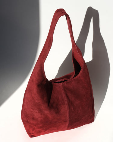 Camilla Suede Tote Bag in Wine Red - OTTAVIA